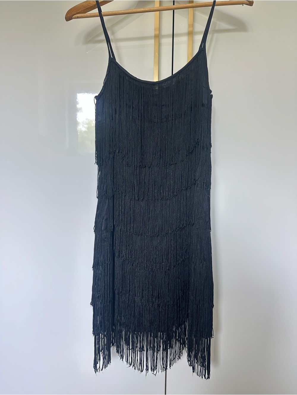French Connection black tiered fringe flapper-style dress size 12